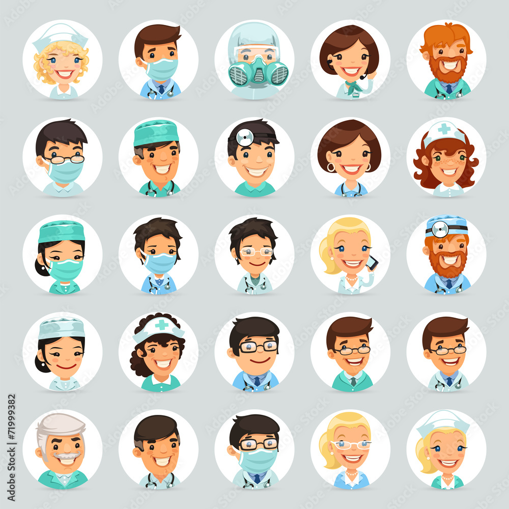Doctors Cartoon Characters Icons Set2 Doctors Cartoon Characters Icons Set2