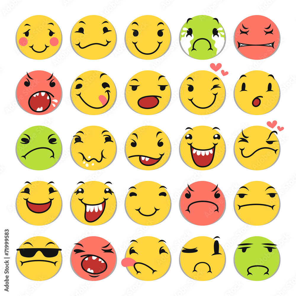 Cartoon Smile Icons Set Cartoon Smile Icons Set