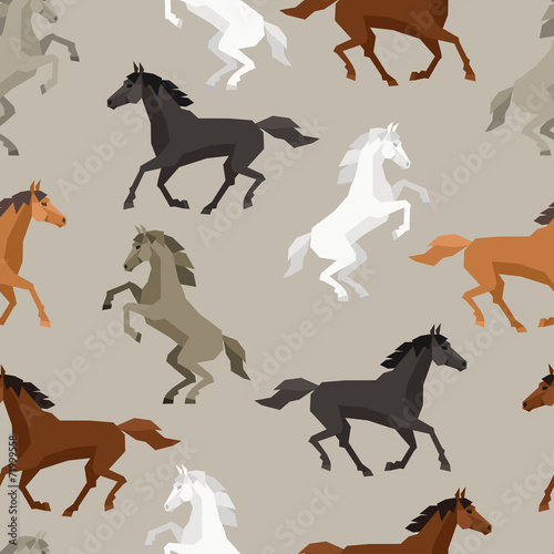 Fotografia Seamless pattern with horse in flat style.