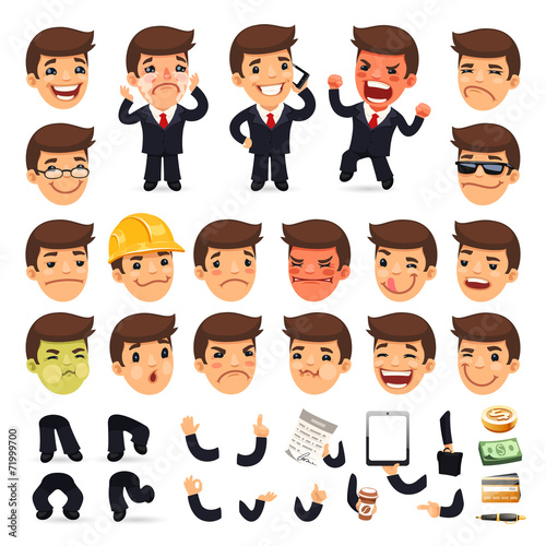 Set of Cartoon Businessman Character for Your Design