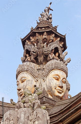 Details of Sanctuary of Truth temple, Pattaya, Thailand