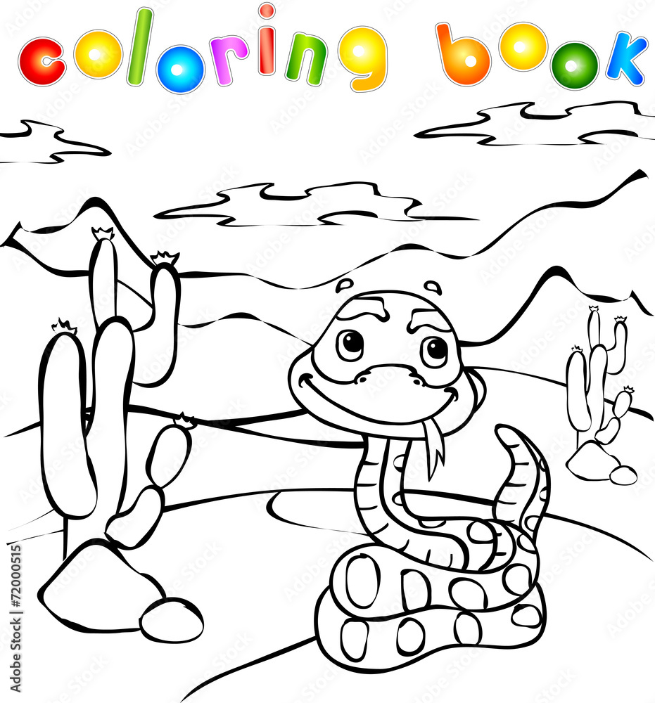 Fototapeta premium Snake in desert coloring book