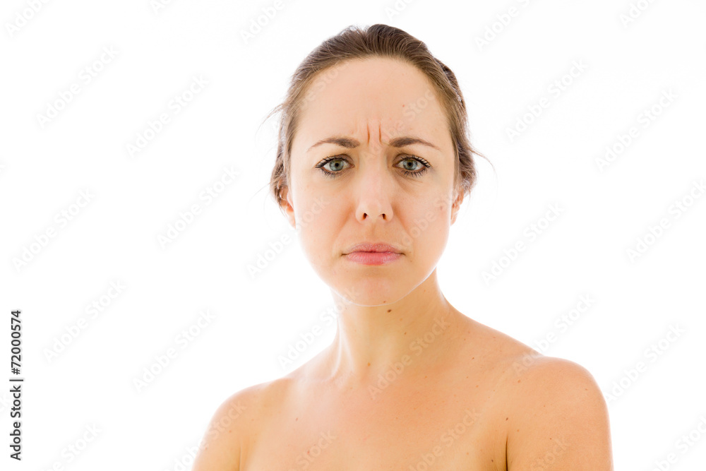 model isolated on plain background upset angry worried model isolated on plain background upset angry worried