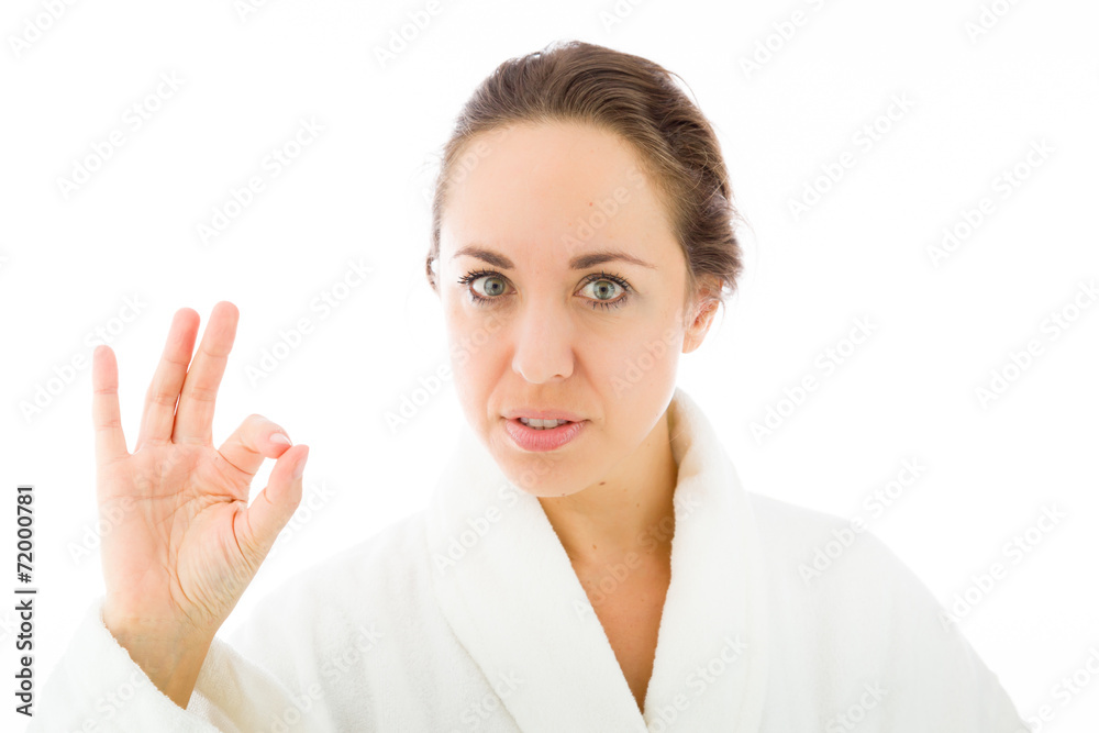model isolated on plain background hand gesture ok sign model isolated on plain background hand gesture ok sign