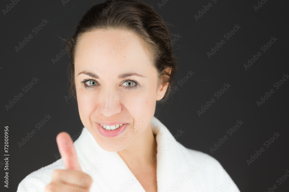model isolated positive attitude thumbs up model isolated positive attitude thumbs up