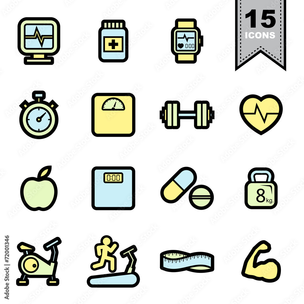 Fitness icons set Fitness icons set