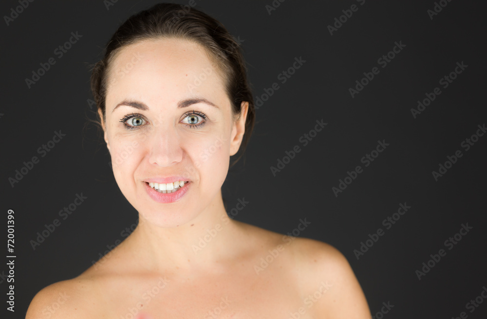 model isolated on plain background happy smiling arms crossed model isolated on plain background happy smiling arms crossed