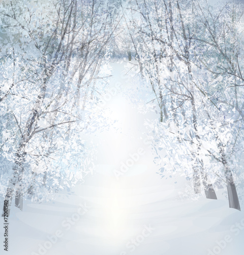 Vector winter snow landscape.