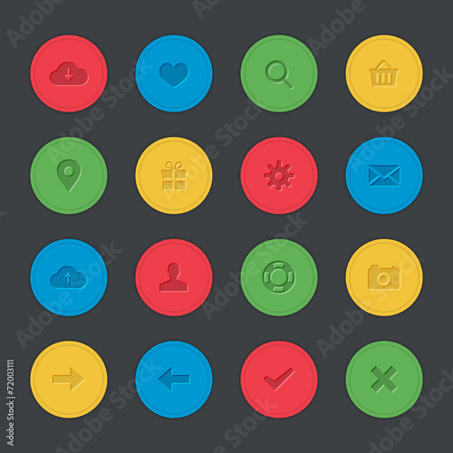 16 Bright Colours Web Icons Set
