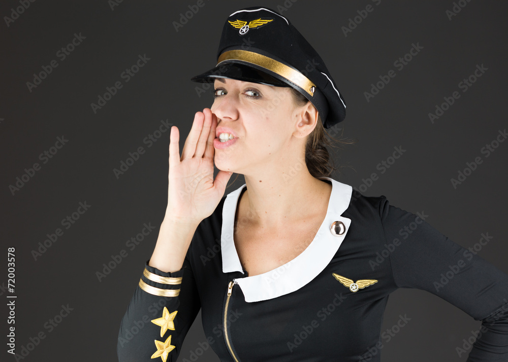 model isolated on plain background calling shouting model isolated on plain background calling shouting