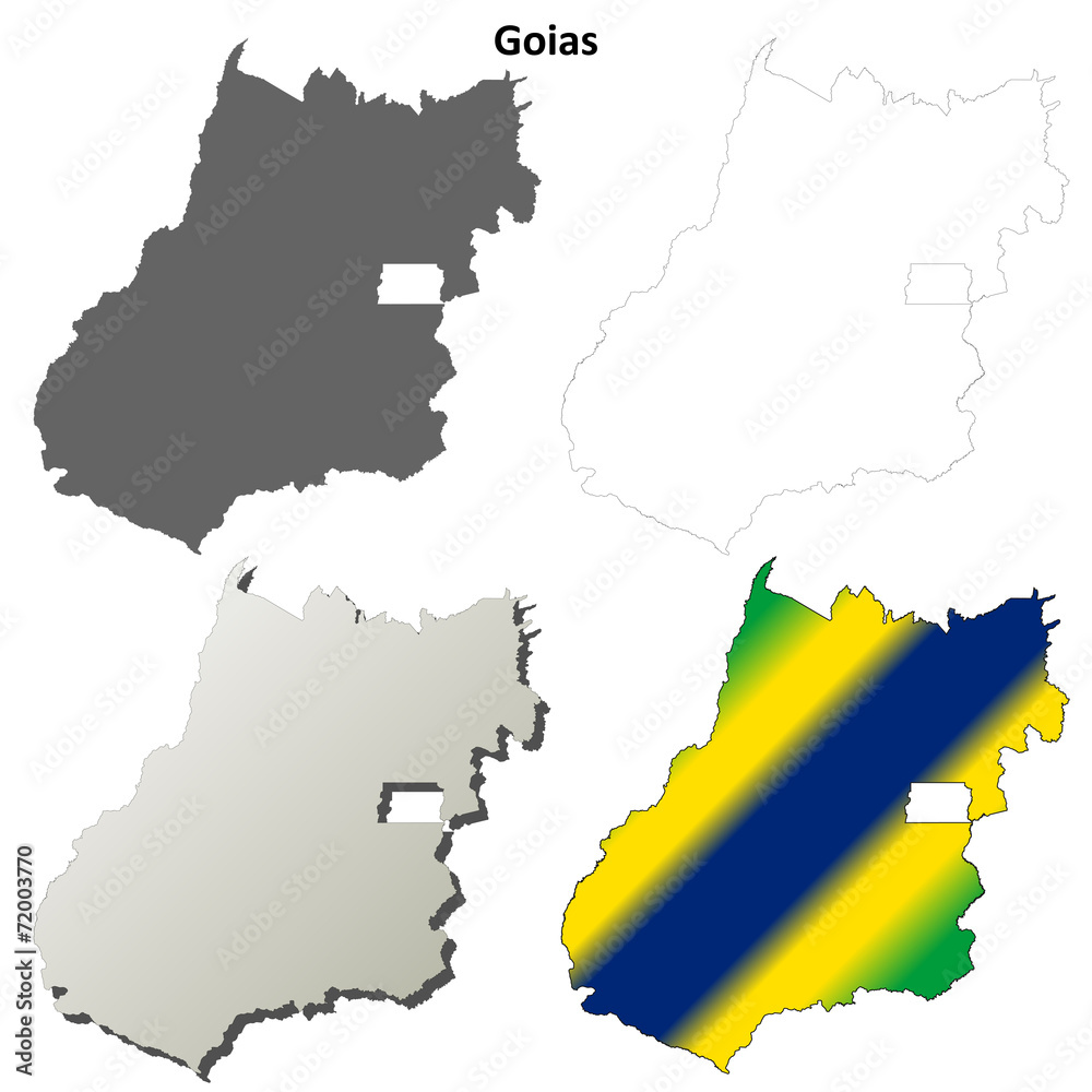 Fototapeta premium Goias blank outline map set