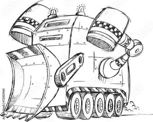 Armored Truck Vehicle Sketch Vector Illustration Art