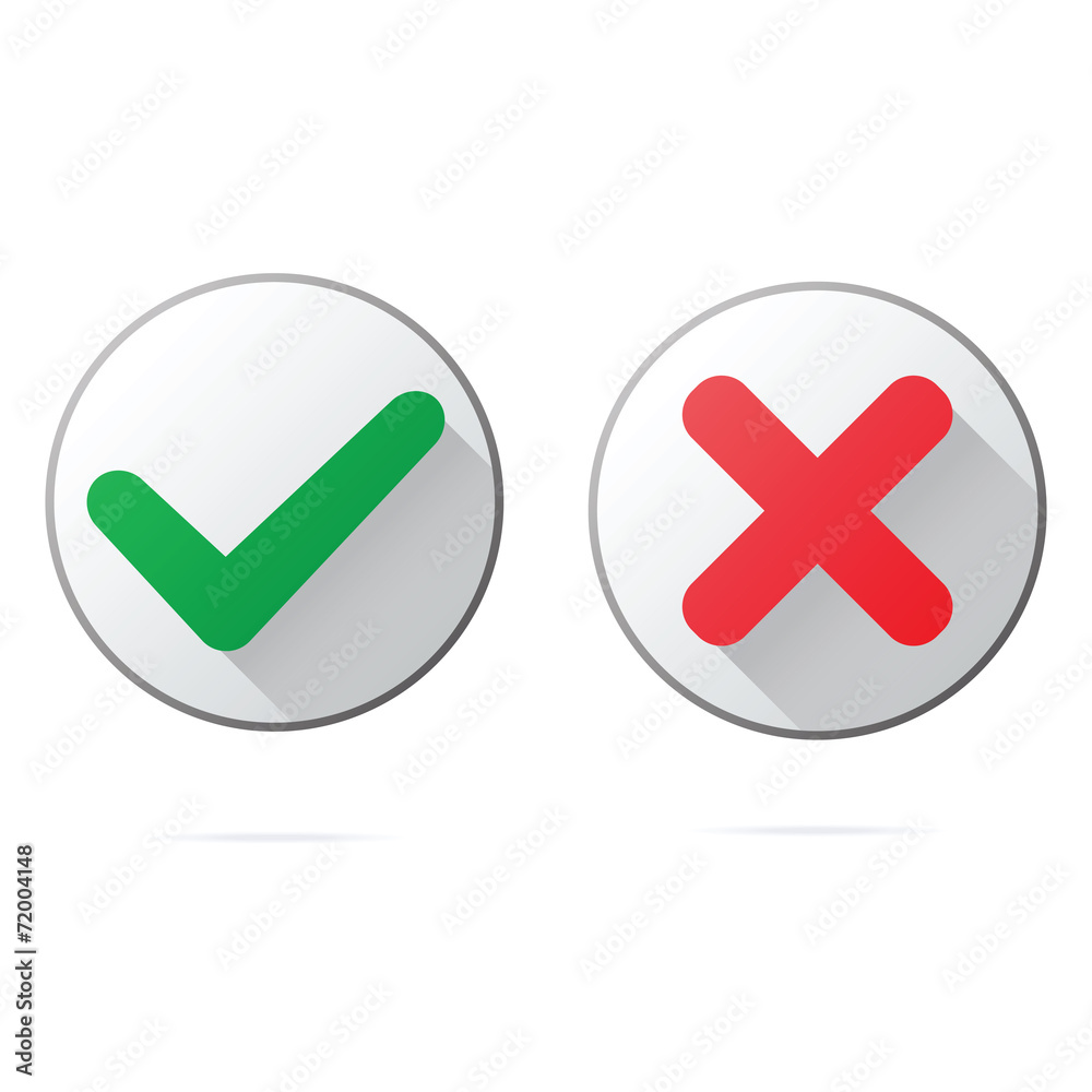 Set of ok and cancel plastic buttons icons, glossy and modern Set of ok and cancel plastic buttons icons, glossy and modern