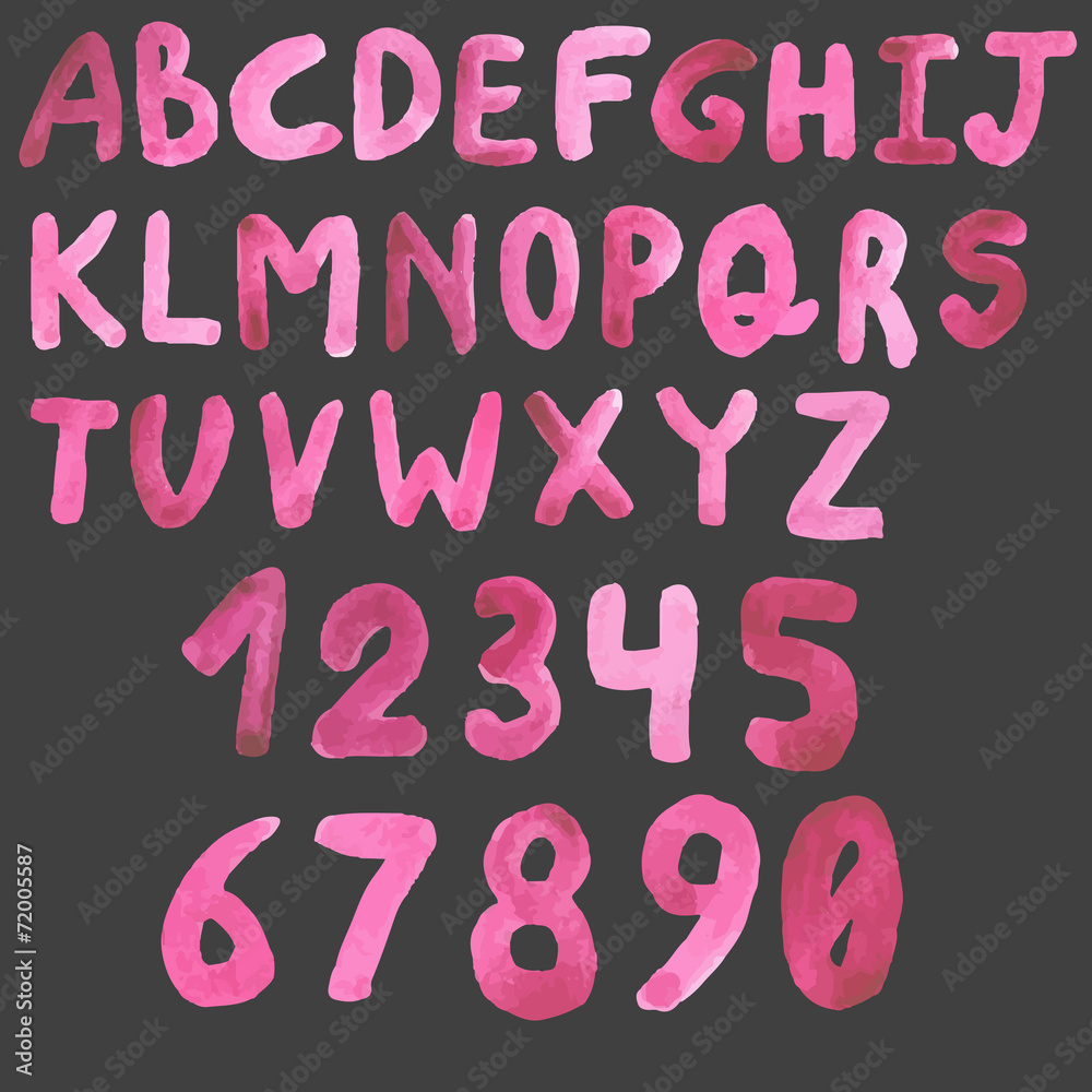 watercolor letters and figures numbers watercolor letters and figures numbers