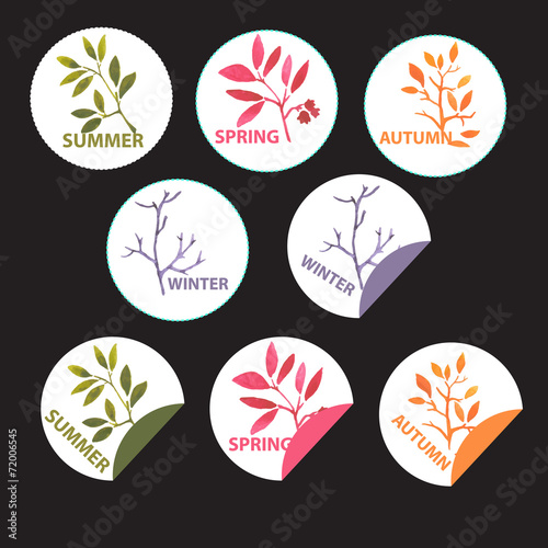 sticker label watercolor leaves seasons