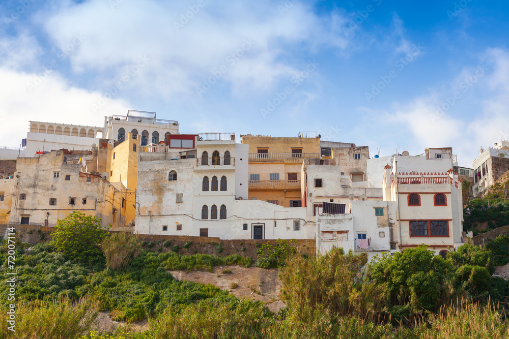 Medina of Tangier, Morocco. Old colorful living houses