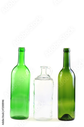 empty glass bottles isolated