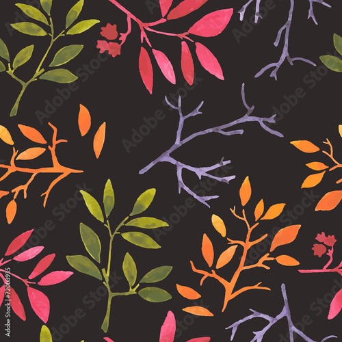 watercolor seamless pattern leaves seasons