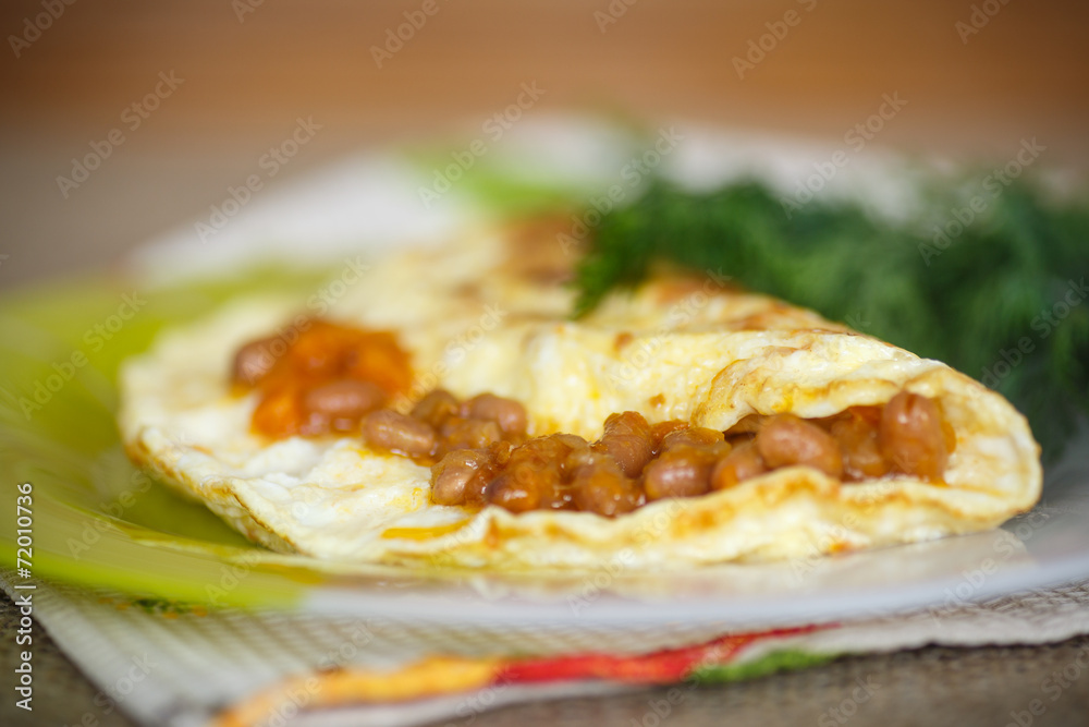 fresh morning egg omelet with beans fresh morning egg omelet with beans