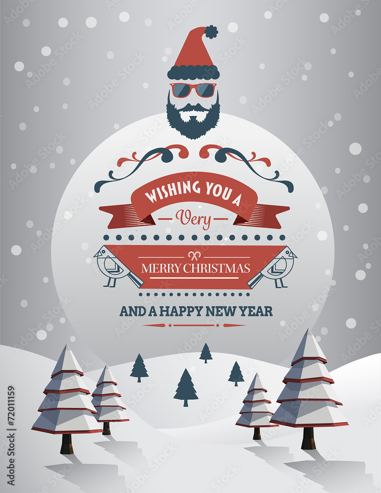 Merry christmas and happy new year vector - obrazy, fototapety, plakaty 