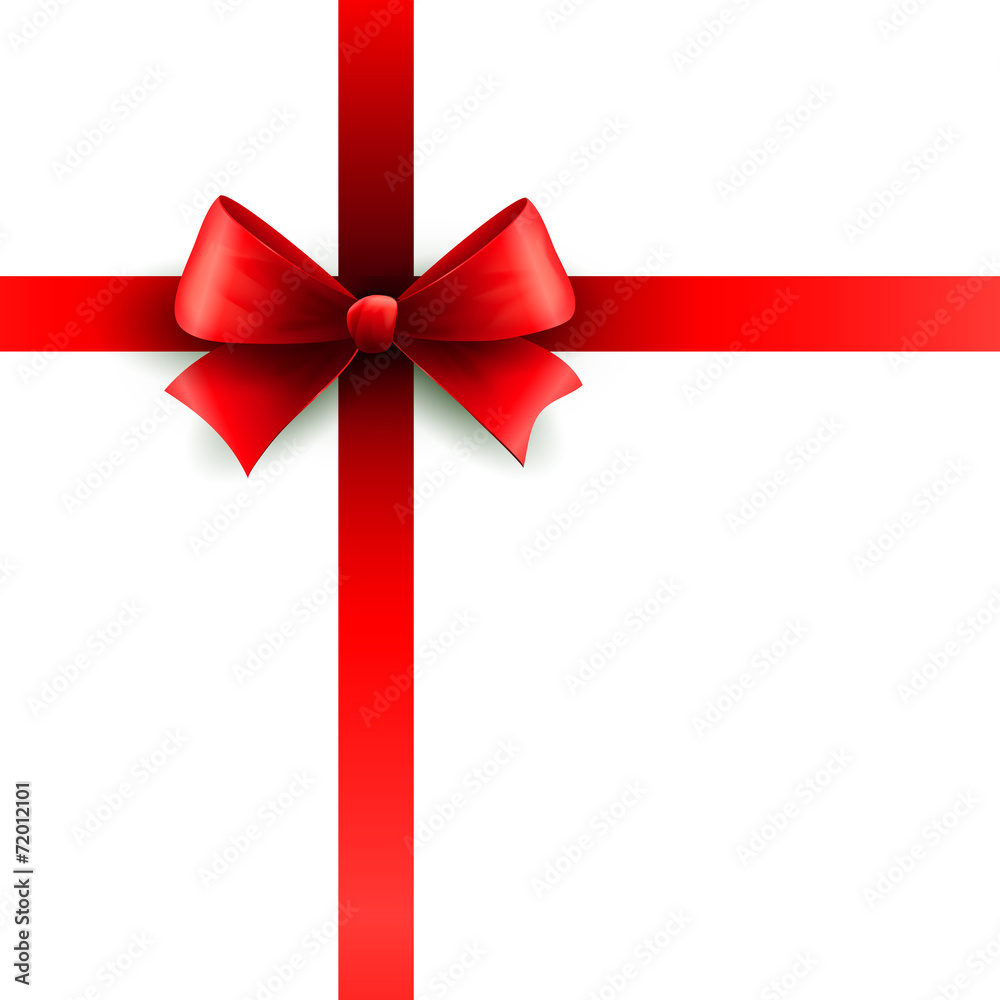 Red holiday ribbon with bow Red holiday ribbon with bow