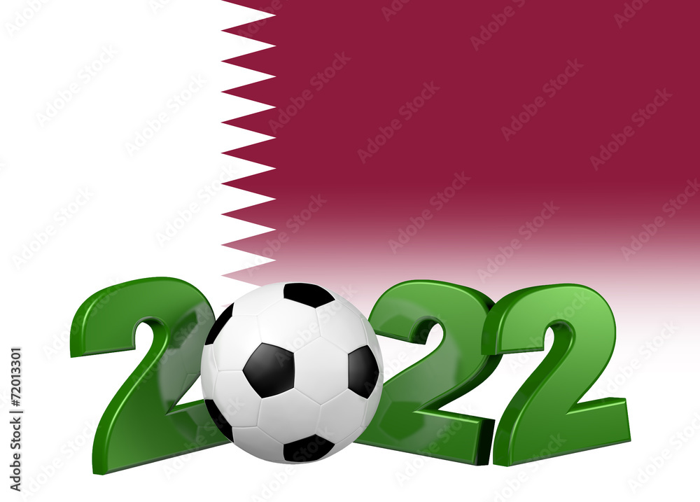 Obraz premium Football 2022 design with Qatar Flag