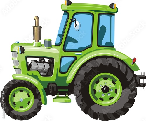 green cartoon  tractor for agricultural works