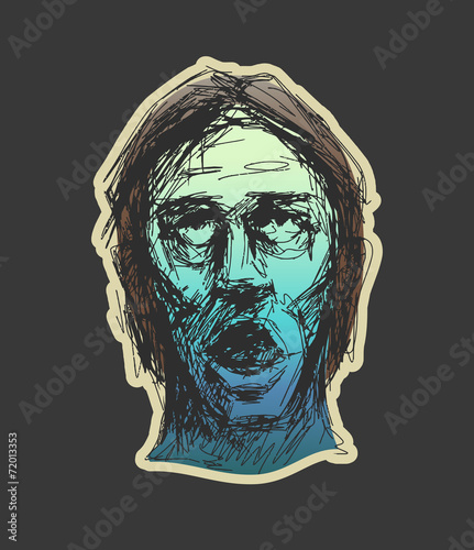 zombie head. hand drawn. vector eps8