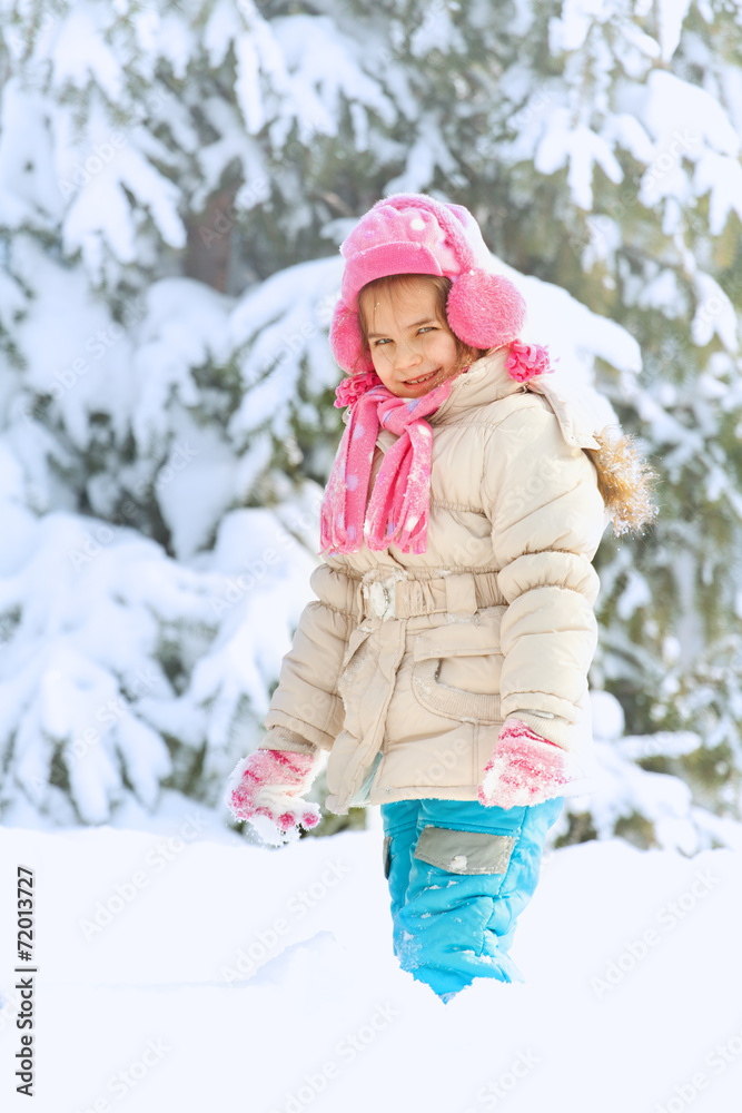 Little child playing in snow Little child playing in snow