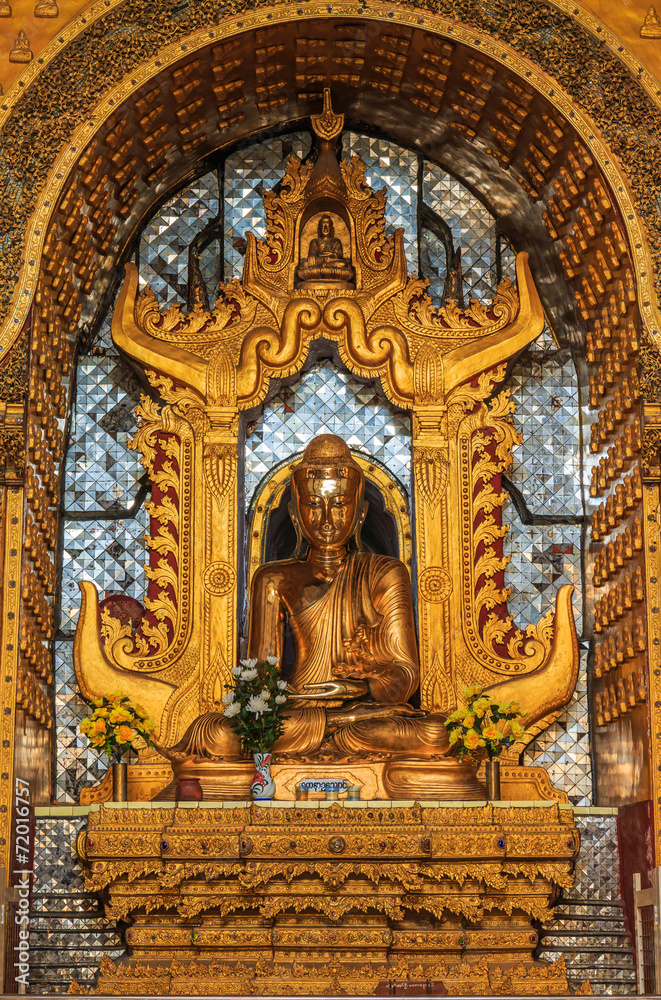 Buddha statue inside the church, Inle lake, Shan state, Myanmar