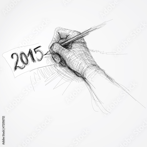 Hand writes number “2015” / Happy New Year Card
