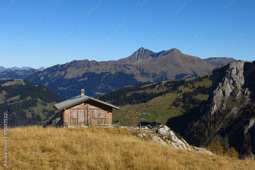 Hut and view of the Lauenenhorn and Gifer