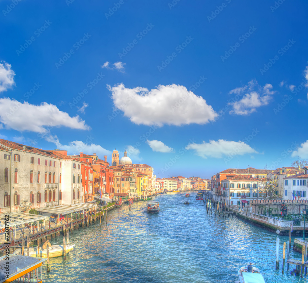 Venice Grand Canal under white clouds
