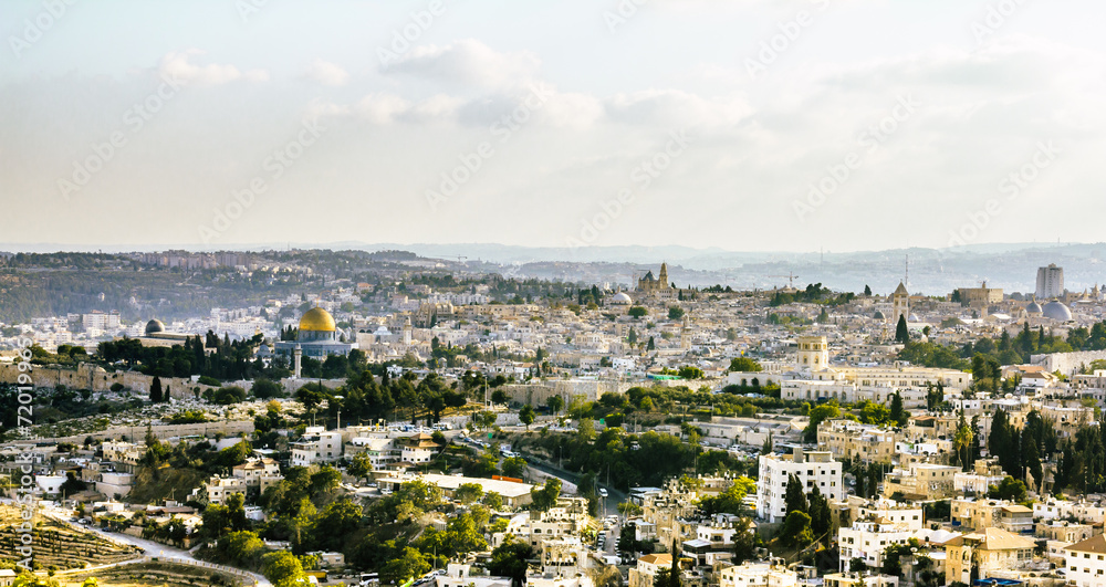 Panorama of the old city from the Mount of olives, Jerusalem Isr