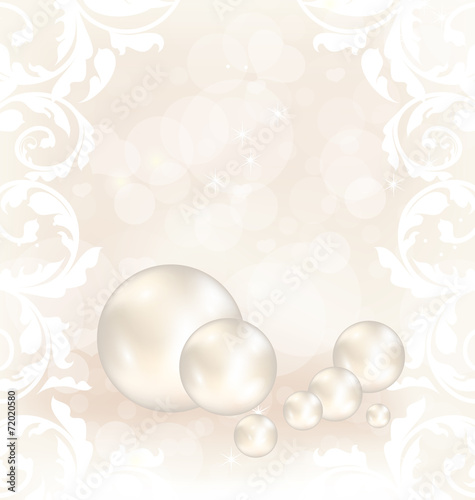 Romantic card with set pearl