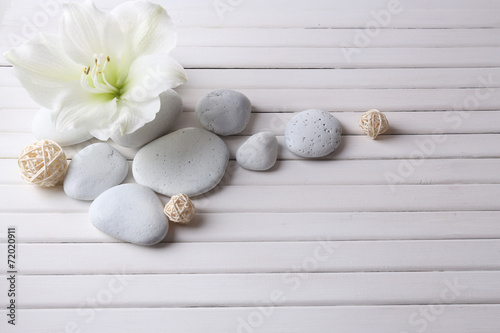 Fototapeta Naklejka Na Ścianę i Meble -  Spa stones on wooden table