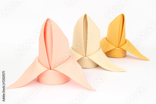 Folded napkins on the white background