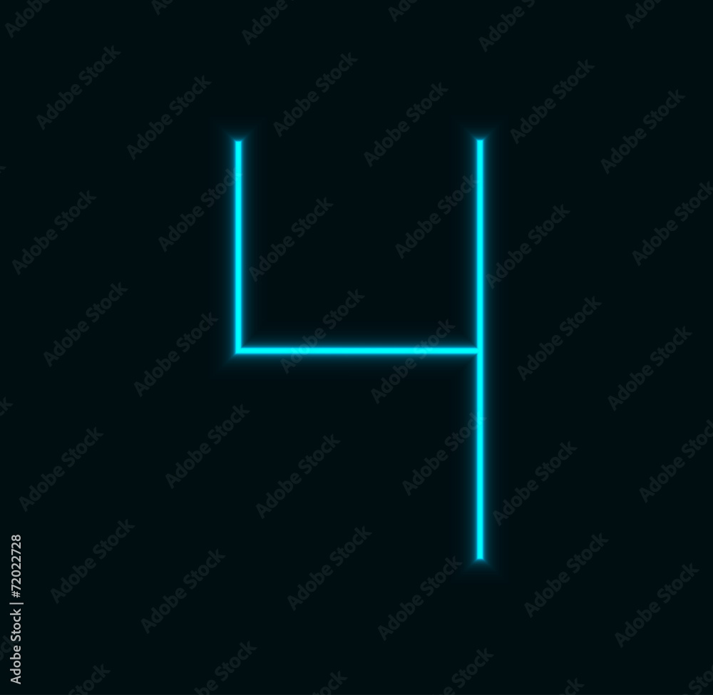 Vector modern neon number on black background. Vector modern neon number on black background.