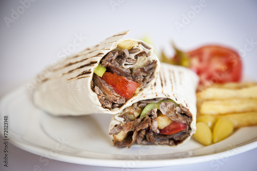 delicious turkish doner kebab grilled meat