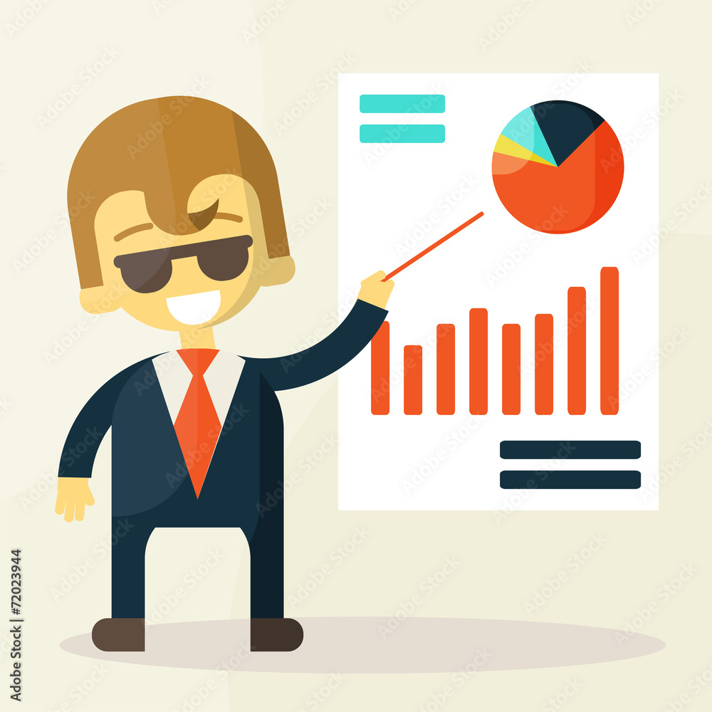 Businessman looking at the graph Businessman looking at the graph
