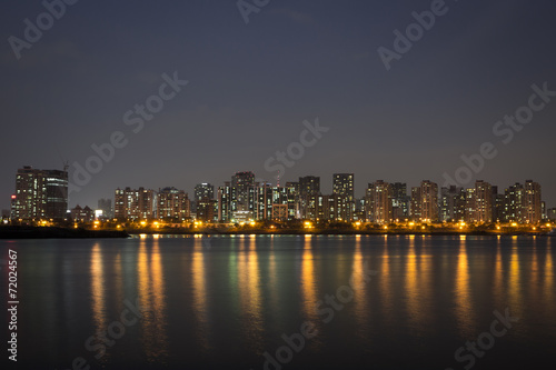 Seoul skyline by night, the south side of the Han River