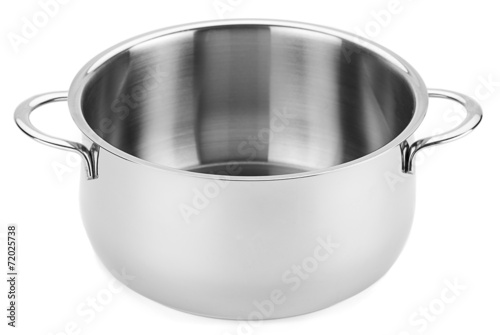 Stainless steel pot without cover isolated on white background