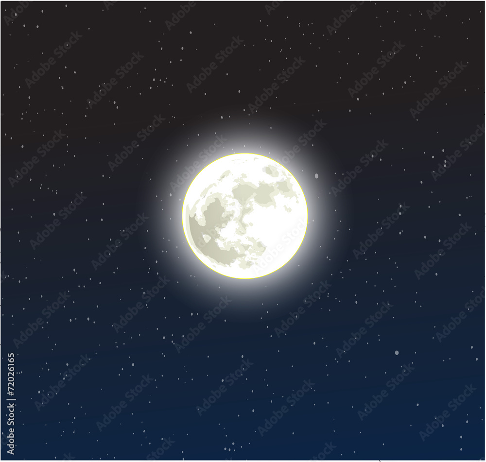 Fototapeta premium Moon on a starry dark blue night sky vector