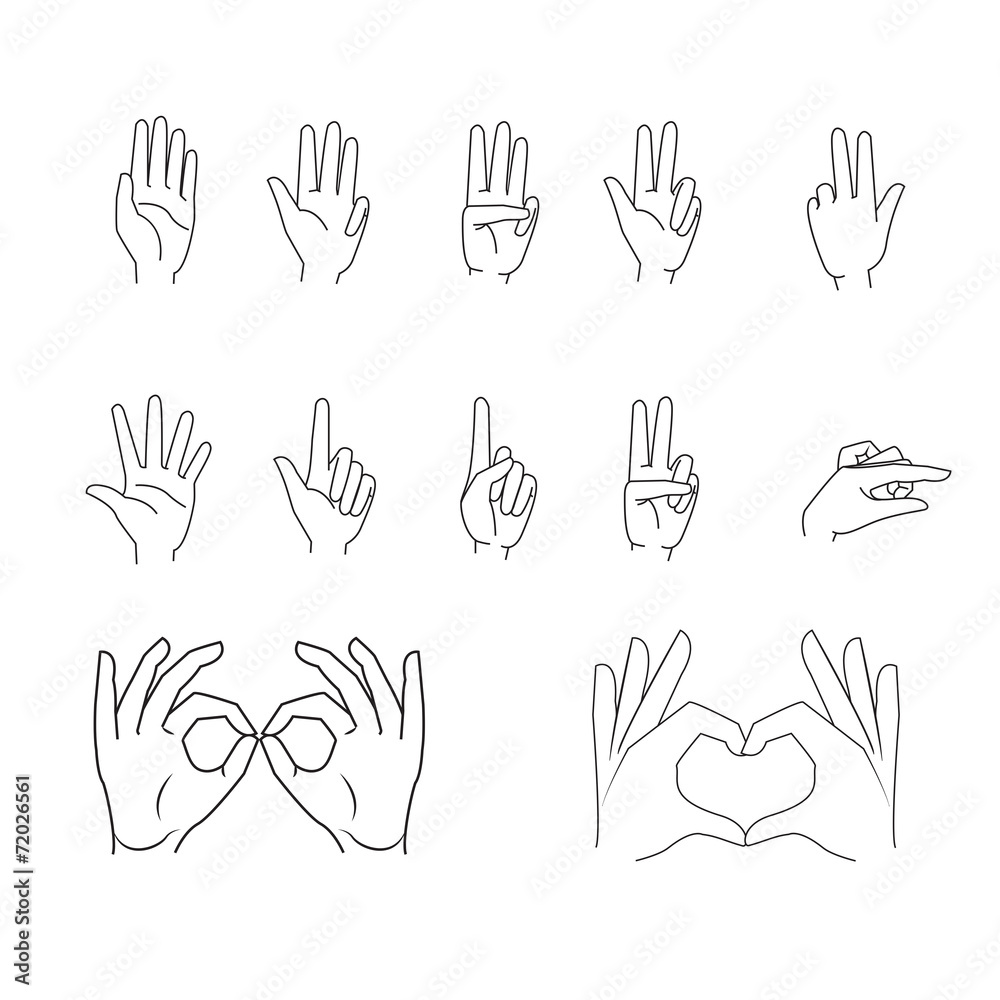 Counting Hands Set - Isolated On White Background Counting Hands Set - Isolated On White Background