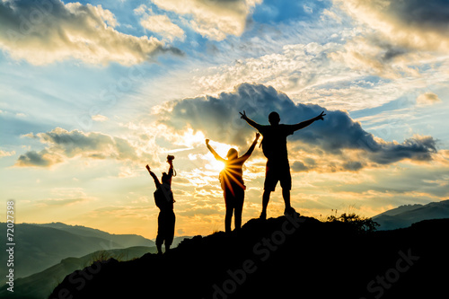 hikers celebrating success photo
