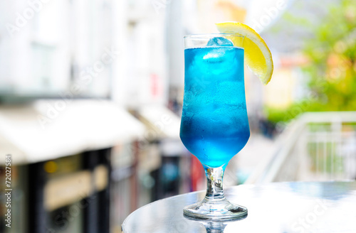 Blue cocktail on the terrace