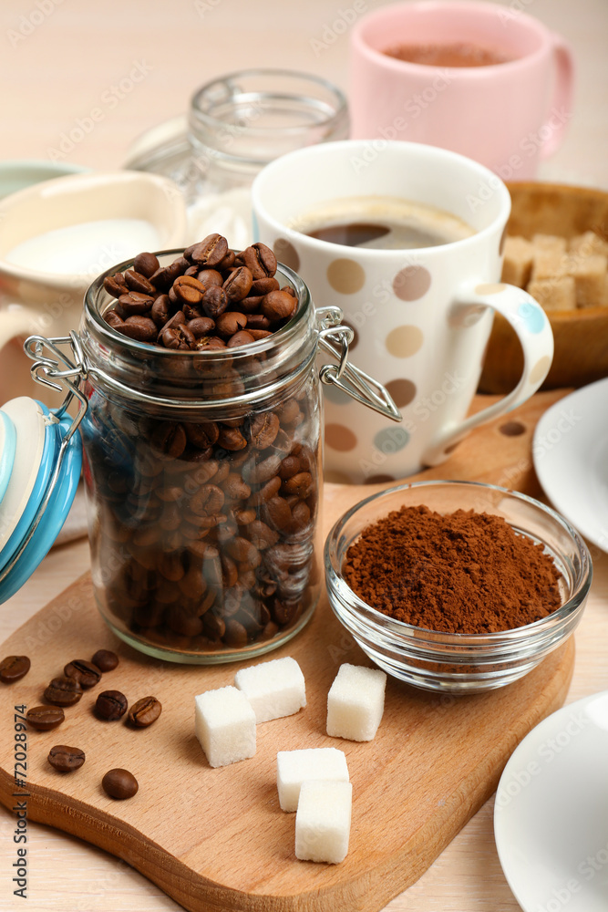 Fresh coffee with several ingredients Fresh coffee with several ingredients