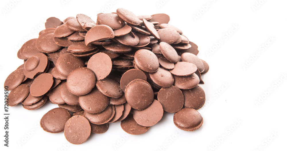 Chocolate button over white background Chocolate button over white background