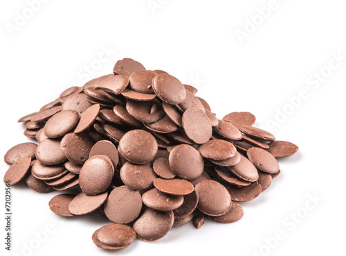 Chocolate button over white background photo