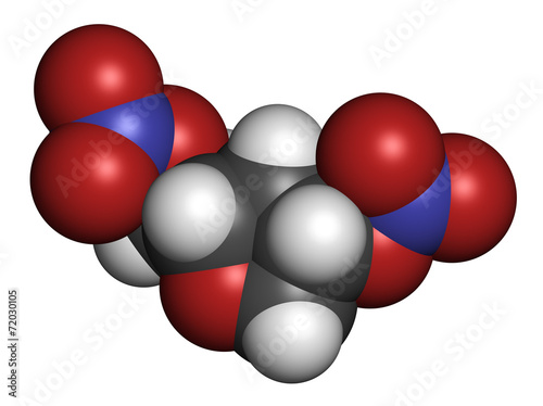 Isosorbide dinitrate (ISDN) vasodilator drug molecule. photo